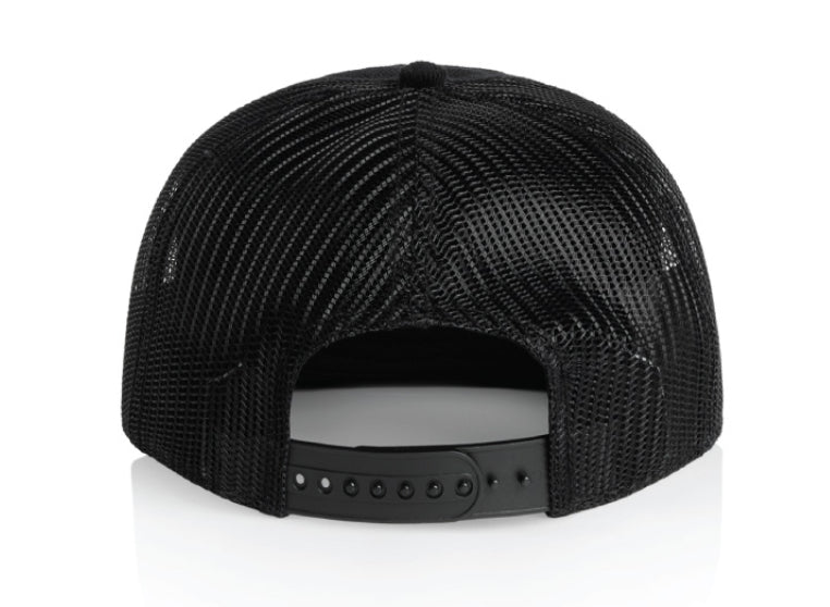 Black mesh cap on a white background